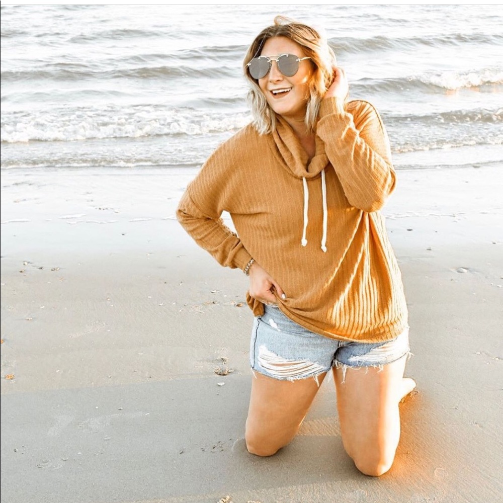 Cow neck Pull Over- Mustard